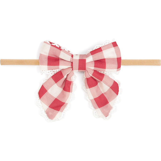Red Gingham Bow Baby Headband, Red