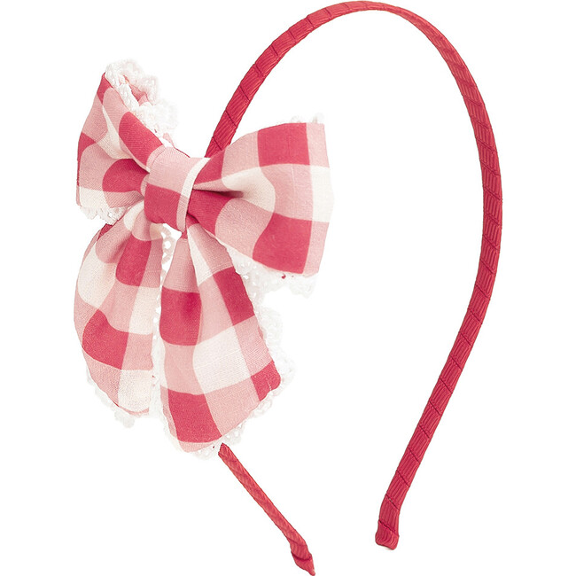 Red Gingham Bow Headband, Red