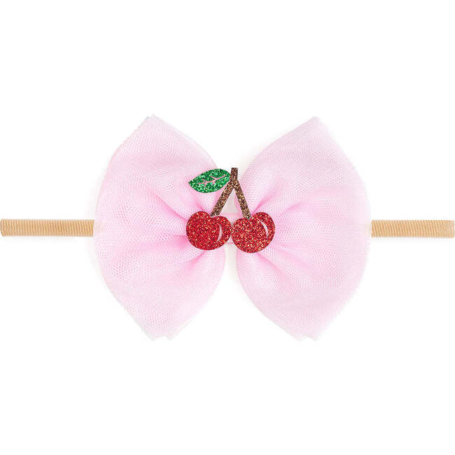 Cherry Tulle Bow Baby Headband, Pink