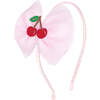 Cherry Tulle Bow Headband, Pink - Headbands - 1 - thumbnail