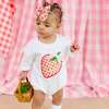Strawberry Patchwork Short Sleeve Romper, White - Rompers - 3