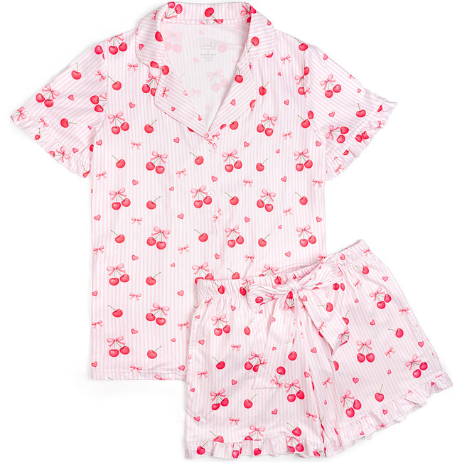 Cherry Bows Women's Lounge Set, Pink