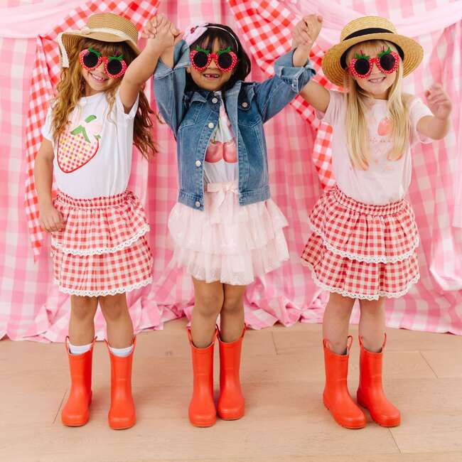 Strawberry Patchwork Short Sleeve T-Shirt, White - T-Shirts - 4