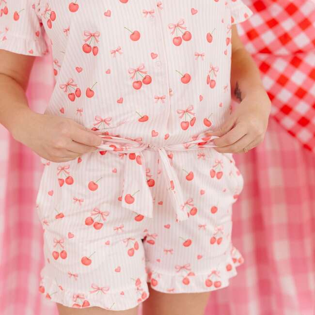 Cherry Bows Women's Lounge Set, Pink - Loungewear - 3