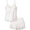 Women's Mulberry Silk White Lace Cami Short Set - Pajamas - 1 - thumbnail