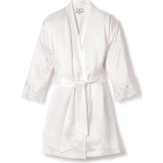 Women's Mulberry Silk White Lace Robe