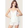 Women's Mulberry Silk White Lace Cami Short Set - Pajamas - 2 - thumbnail