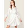 Women's Mulberry Silk White Lace Robe - Robes - 2