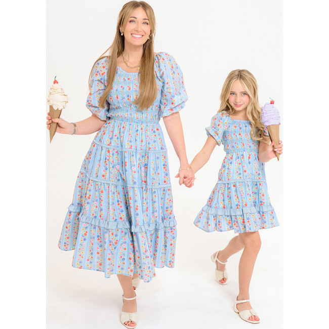 Roselyn Dress in Blue Linear Floral Print - Dresses - 4