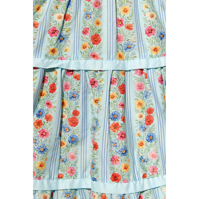Roselyn Dress in Blue Linear Floral Print - Dresses - 5