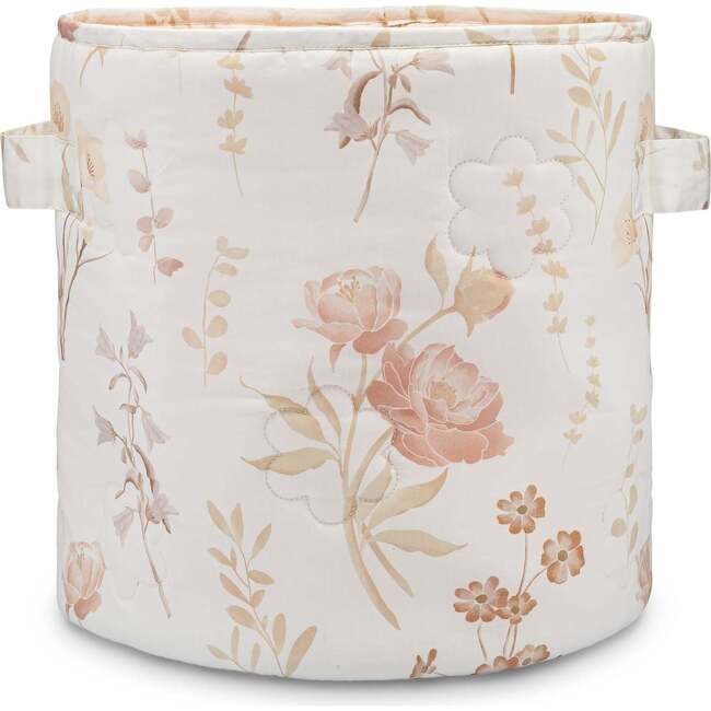 Violet Quilted Nursery Storage Bin, Beige