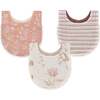Violet Floral Cotton Baby Bib Set (3 Pack), Pink - Bibs - 1 - thumbnail