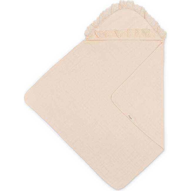 Violet Ruffle Hooded Baby Bath Towel, Beige