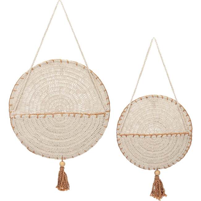 Violet Crochet Wall Hanging Storage (Set of 2), Beige
