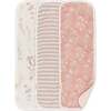 Violet Floral Cotton Muslin Baby Burp Cloth Set (3 Pack), Pink - Towels - 1 - thumbnail