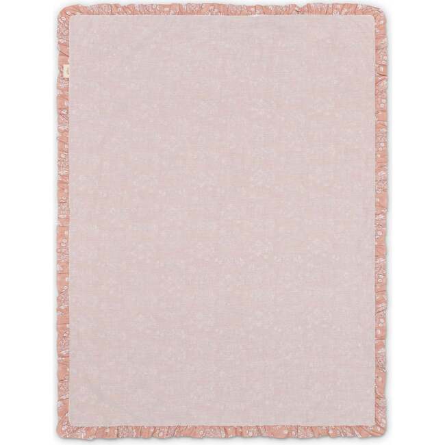 Violet Floral Muslin Baby Blanket with Ruffle Trim, Pink