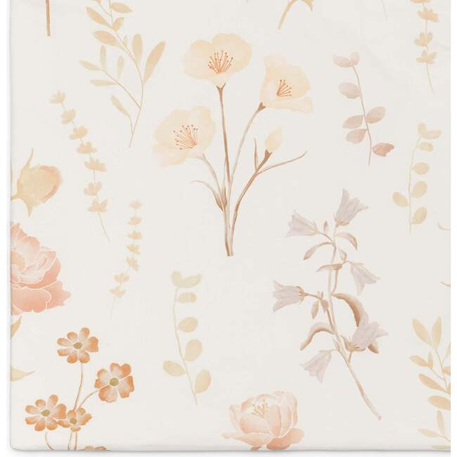 Violet Floral 100% Cotton Sateen Fitted Crib Sheet, Beige