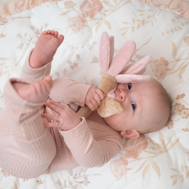 Violet Floral Plush Baby Rattle Toy, Pink