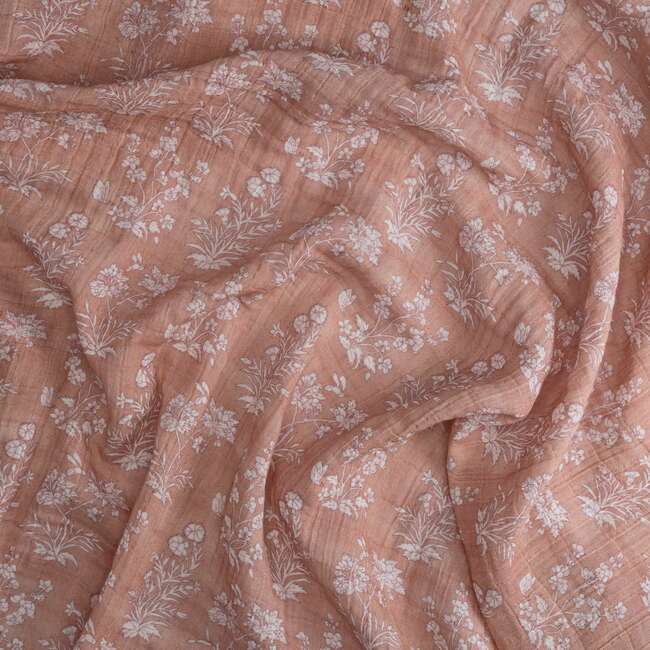 Violet Floral 100% Cotton Muslin Swaddle Blankets (Set of 3), Beige - Swaddles - 3