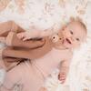 Violet Knitted Teddy Bear Lovie Blanket, Beige - Blankets - 4