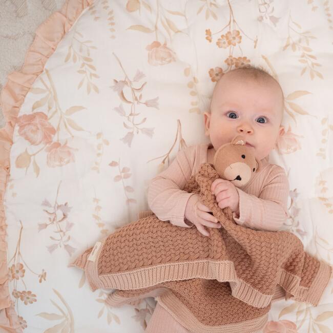 Violet Floral Ruffle Quilted Baby Play Mat, Beige - Playmats - 4