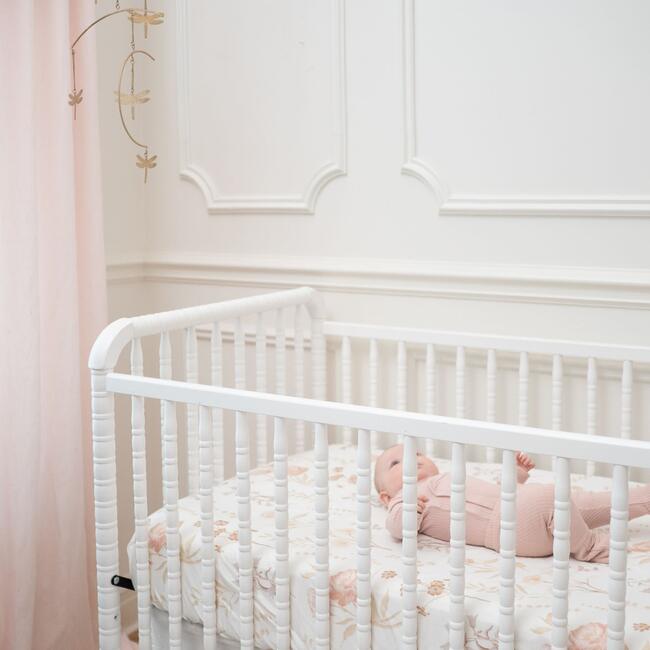 Violet Floral 100% Cotton Sateen Fitted Crib Sheet, Beige - Crib Sheets - 4