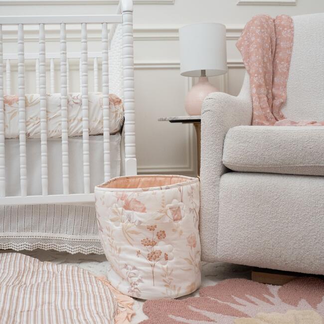 Violet Quilted Nursery Storage Bin, Beige - Storage Baskets - 4