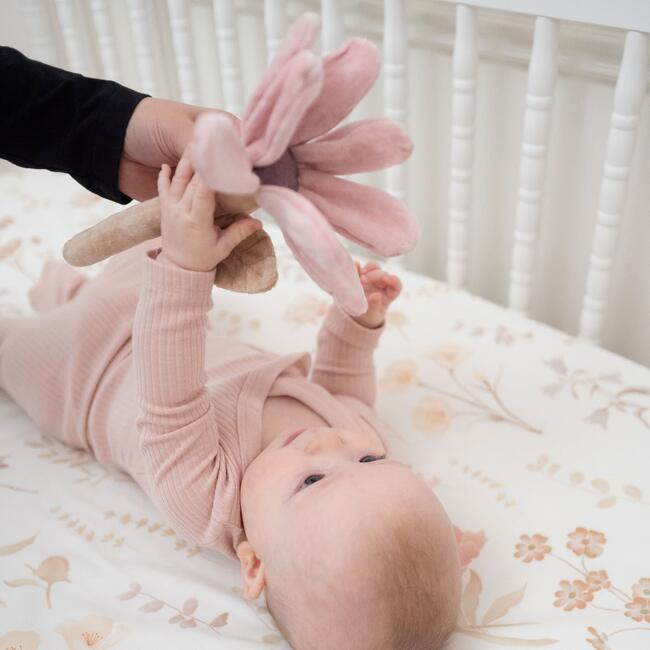 Violet Floral Plush Baby Rattle Toy, Pink - Rattles - 4