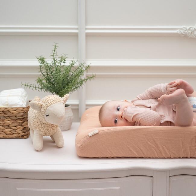 Violet Daisy Tuck Quilted Changing Pad Cover, Beige - Changing Pads - 4