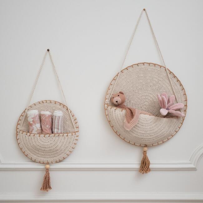 Violet Crochet Wall Hanging Storage (Set of 2), Beige - Storage Baskets - 4