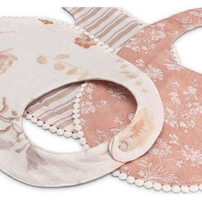 Violet Floral Cotton Baby Bib Set (3 Pack), Pink - Bibs - 5