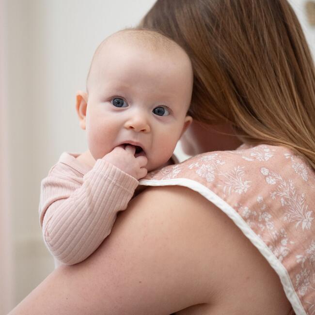 Violet Floral Cotton Muslin Baby Burp Cloth Set (3 Pack), Pink - Towels - 5