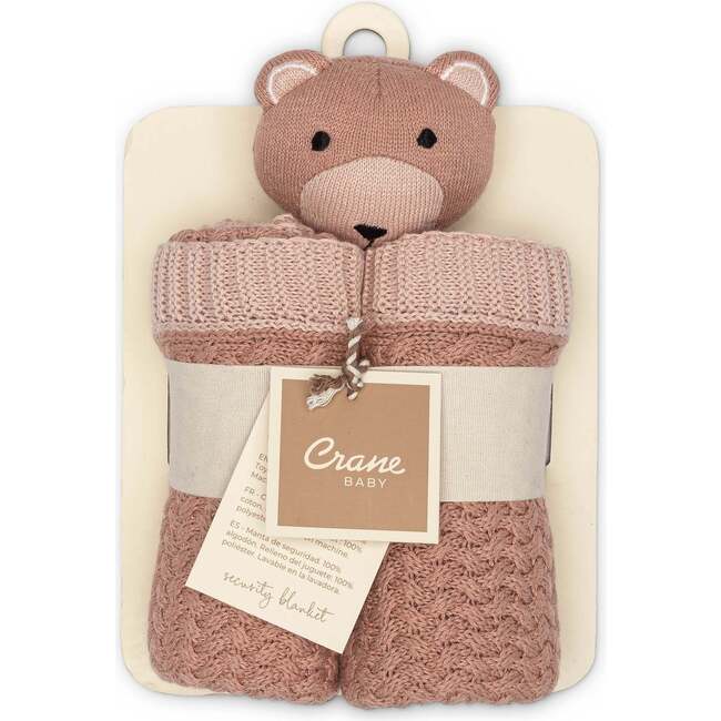 Violet Knitted Teddy Bear Lovie Blanket, Beige - Blankets - 6