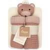 Violet Knitted Teddy Bear Lovie Blanket, Beige - Blankets - 6