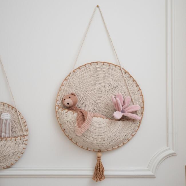 Violet Crochet Wall Hanging Storage (Set of 2), Beige - Storage Baskets - 5