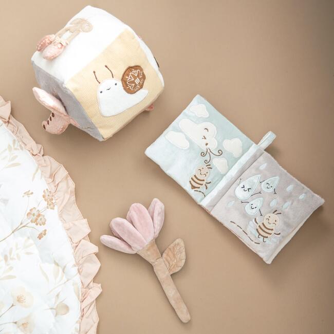 Violet Floral Plush Baby Rattle Toy, Pink - Rattles - 5