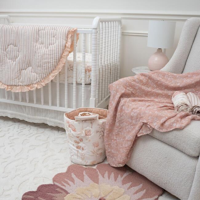 Violet Quilted Nursery Storage Bin, Beige - Storage Baskets - 5