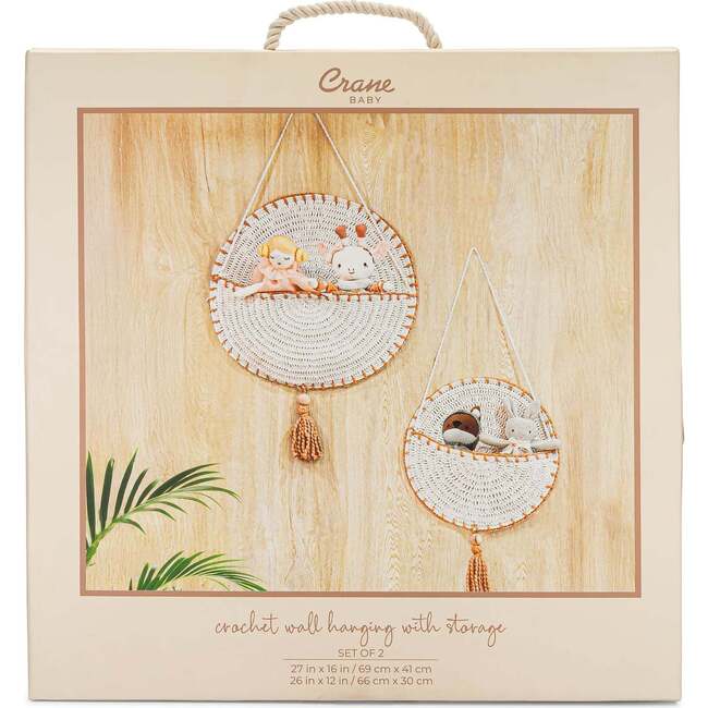 Violet Crochet Wall Hanging Storage (Set of 2), Beige - Storage Baskets - 6