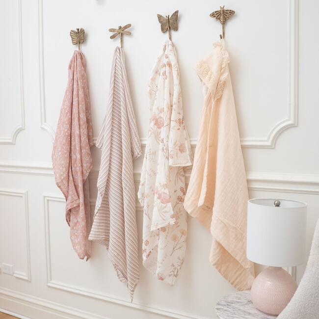 Violet Ruffle Hooded Baby Bath Towel, Beige - Towels - 6