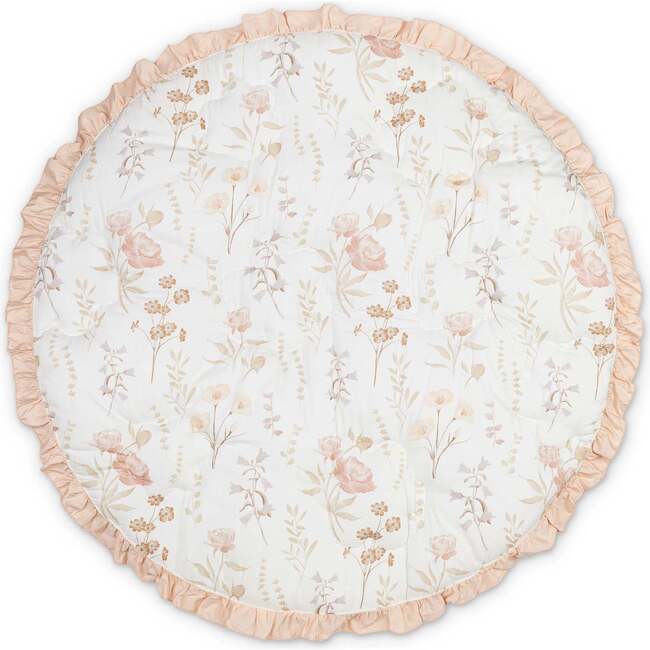 Violet Floral Ruffle Quilted Baby Play Mat, Beige - Playmats - 8