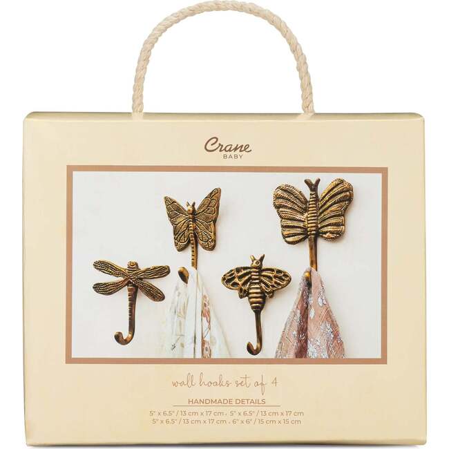 Dragonfly Antique Gold Wall Hook Set, Gold - Wall Décor - 6
