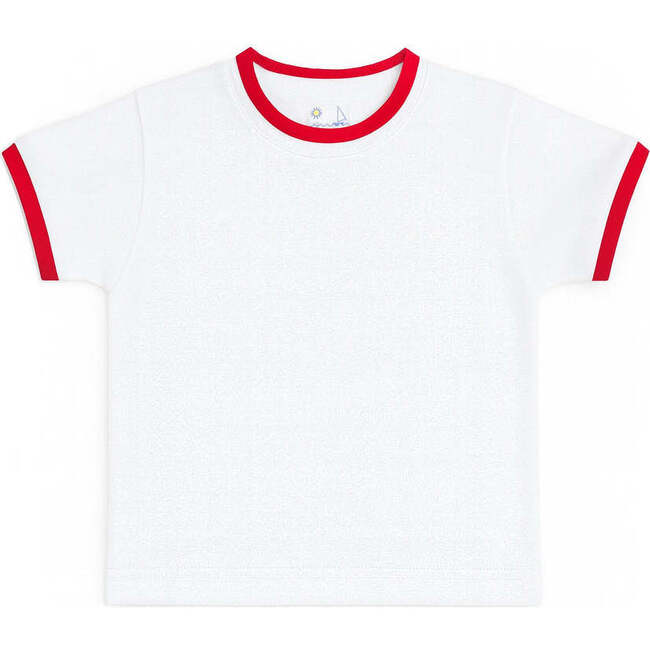 White T-Shirt With Red Tipping