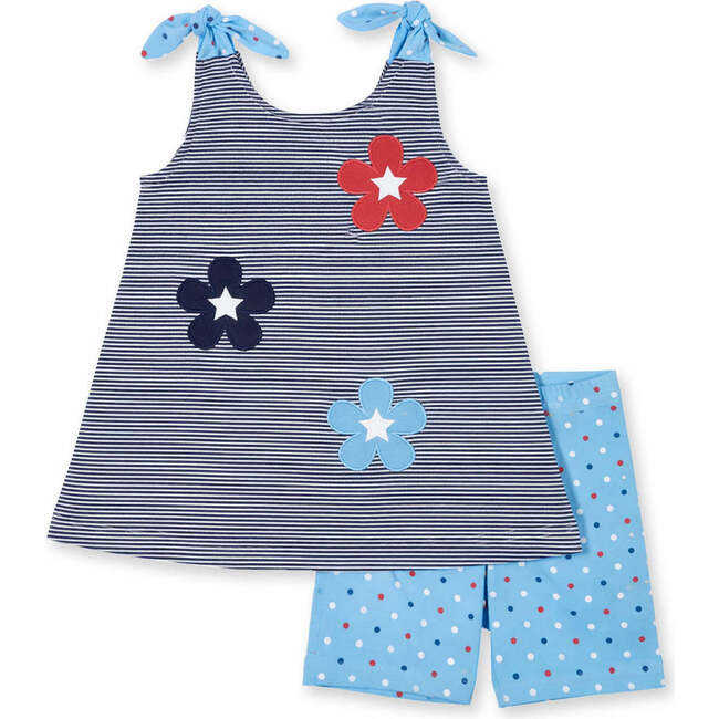Stripe Knit Short Set With Flowers & Stars