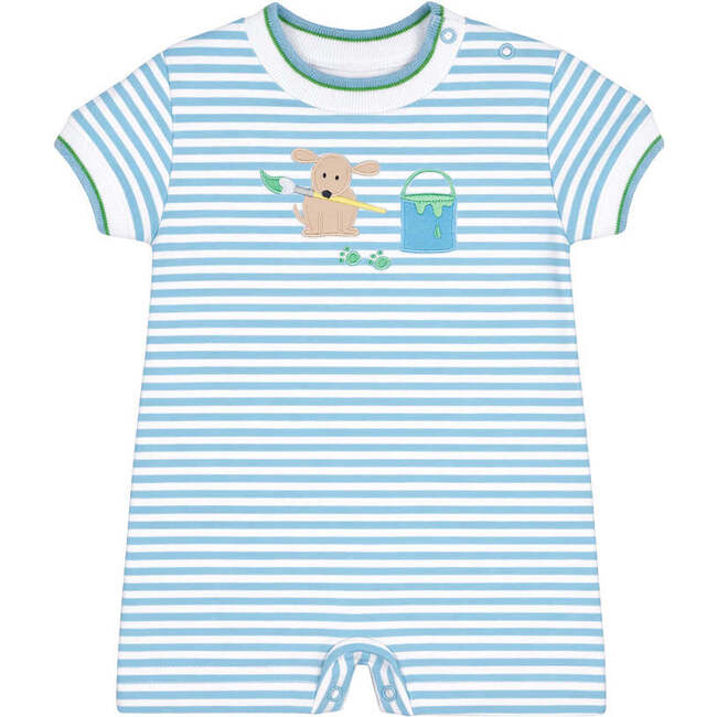 Stripe Knit Shortall With Painting Dog