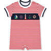 Stripe Knit Shortall With Nautical Applique - Rompers - 1 - thumbnail