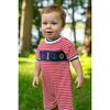 Stripe Knit Shortall With Nautical Applique - Rompers - 2