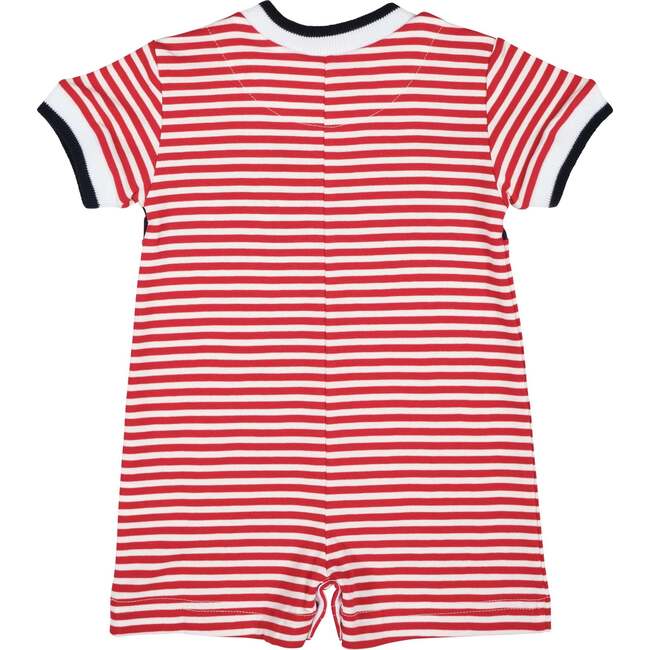 Stripe Knit Shortall With Nautical Applique - Rompers - 3
