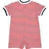 Stripe Knit Shortall With Nautical Applique - Rompers - 3