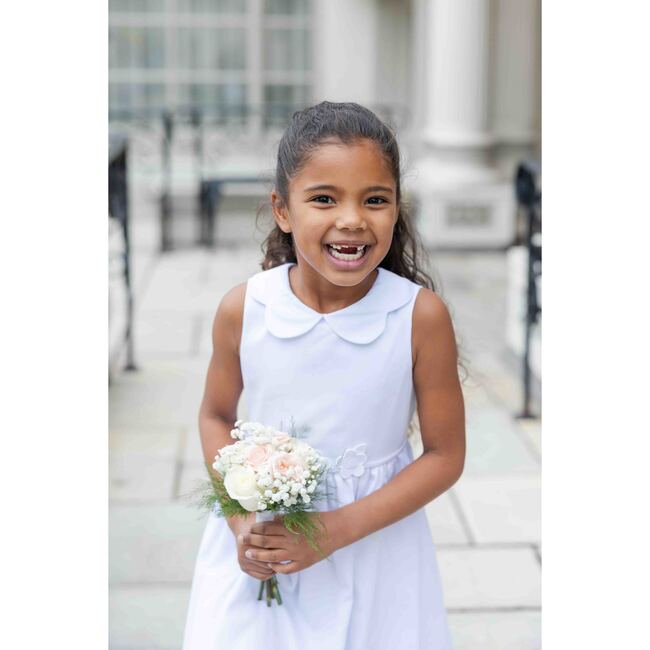 White Pique Flower Dress - Dresses - 3