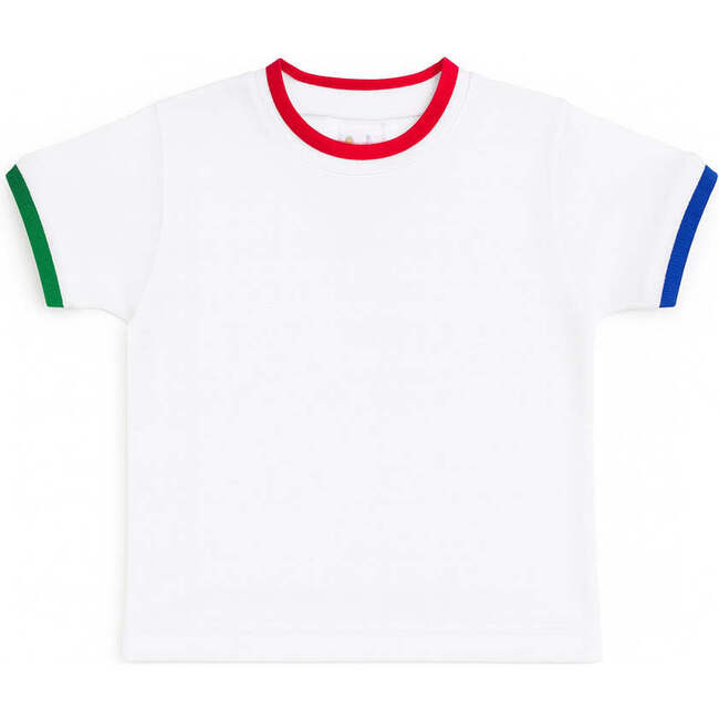 White T-Shirt With Multi Tipping